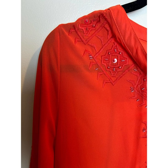 Lane Bryant Orange Boho Blouse Size 14/16 Embellishment - Picture 4 of 9